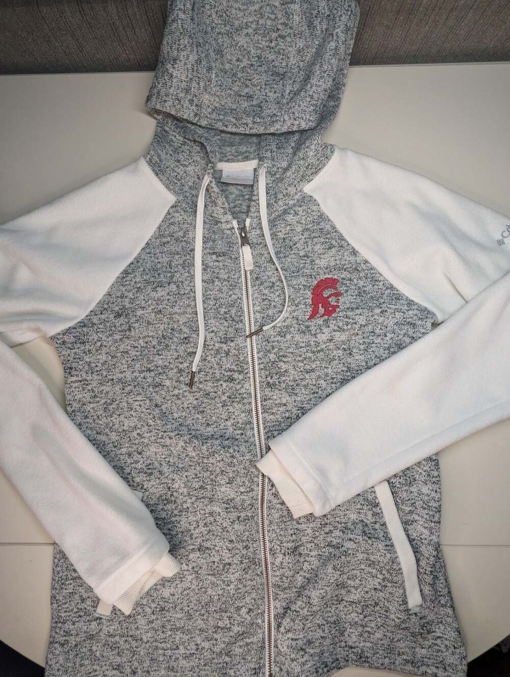 Columbia USC Trojans Full Zip Hoodie Gray White Size M